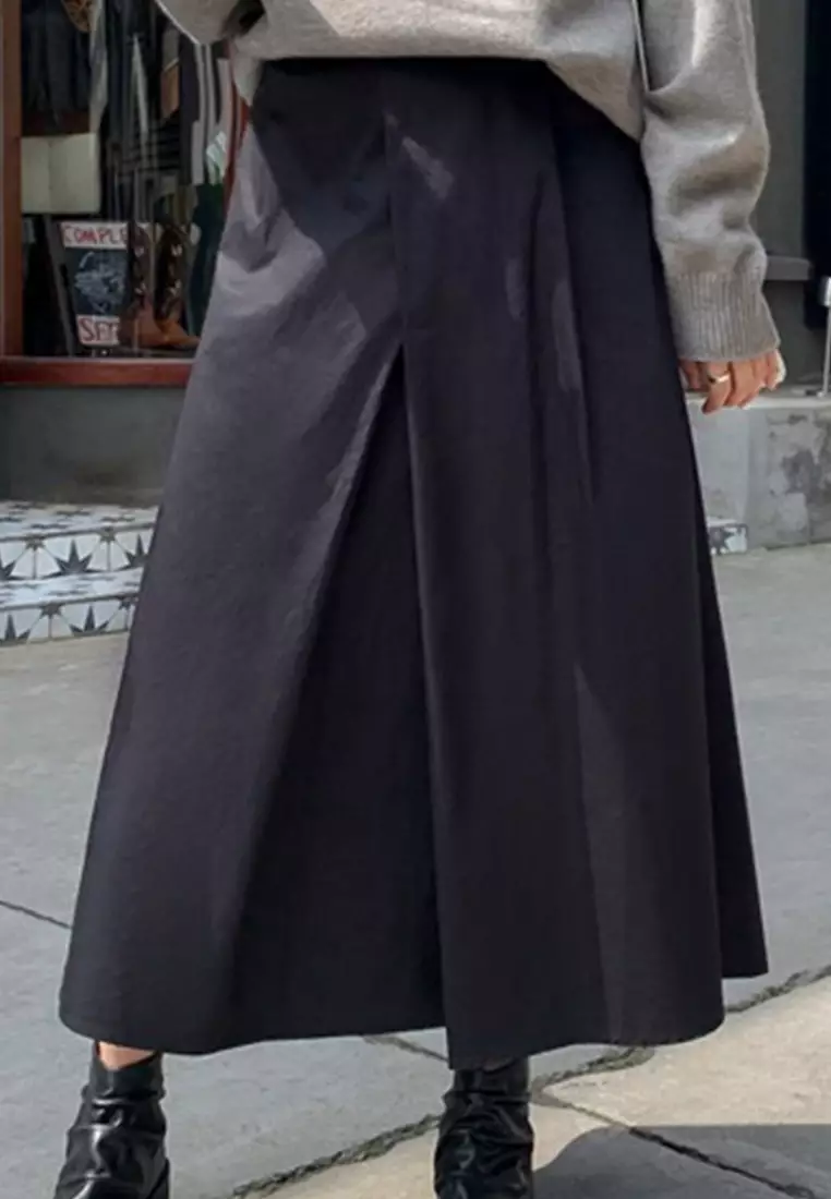 Cotton Loose High-Waisted Crotch Skirt A21090611BK-S