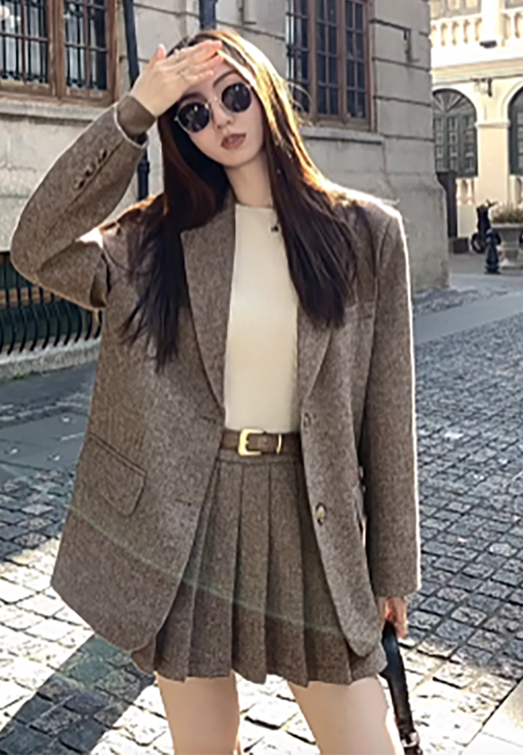 New Winter Brown Vintage Wool Blazer CA25102416BW