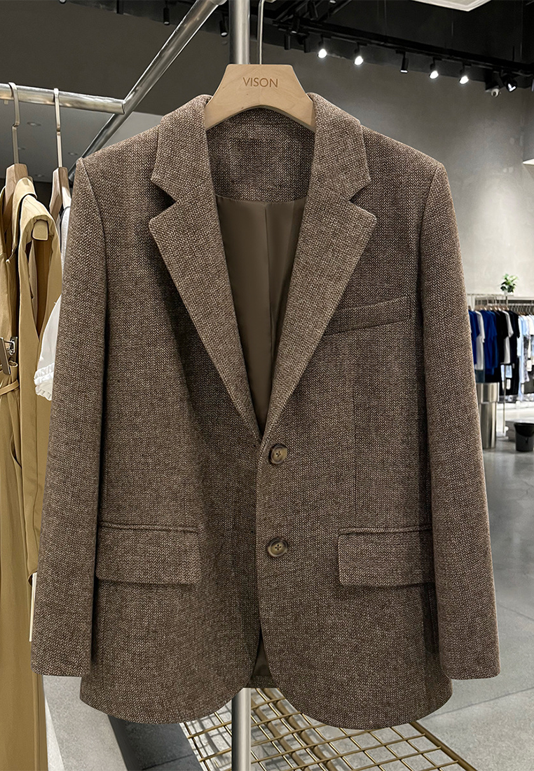 New Winter Brown Vintage Wool Blazer CA25102416BW