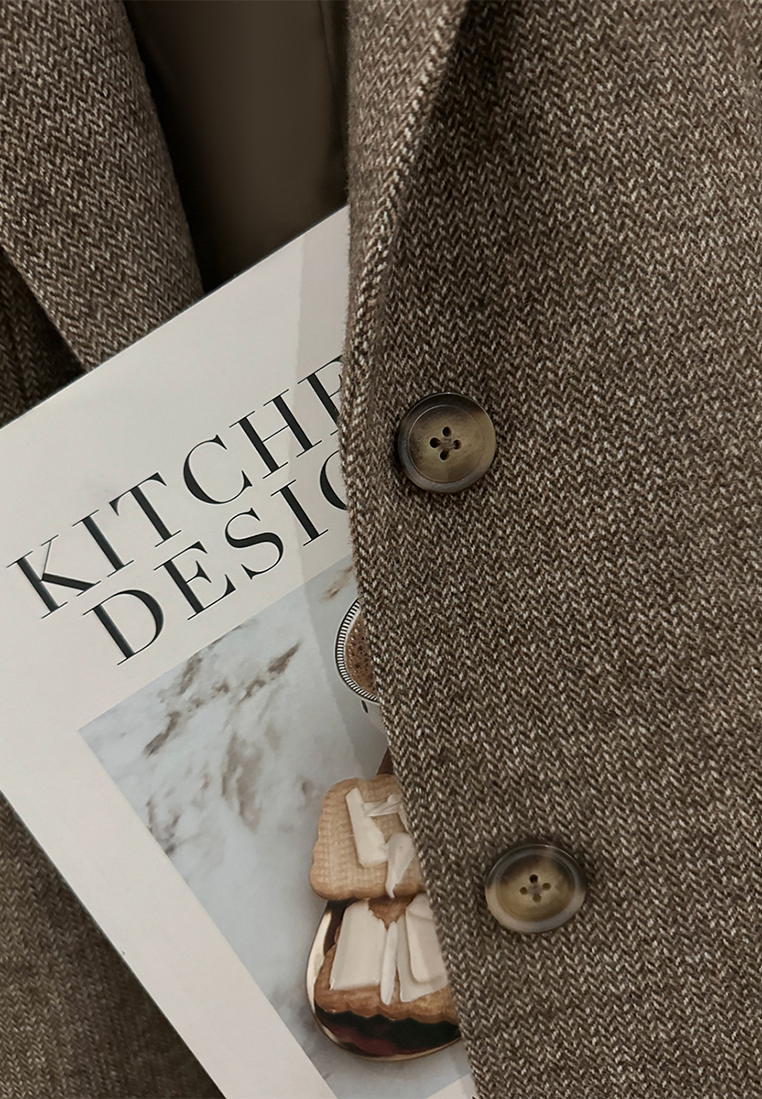 New Winter Brown Vintage Wool Blazer CA25102416BW