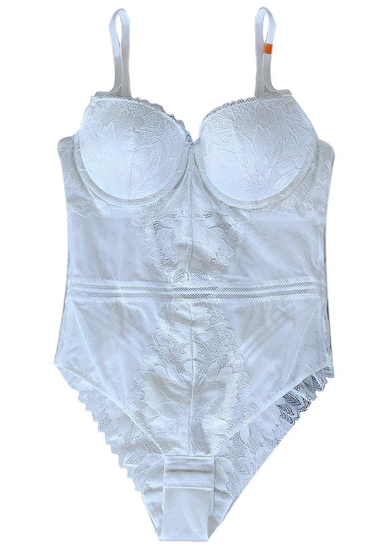 French Sexy Sling Tight Gathering Underwired Lace One-Piece Bra Underwear CA230504016W