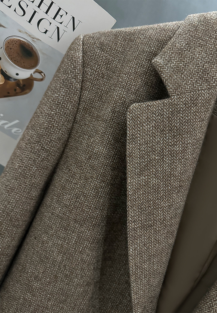 New Winter Brown Vintage Wool Blazer CA25102416BW