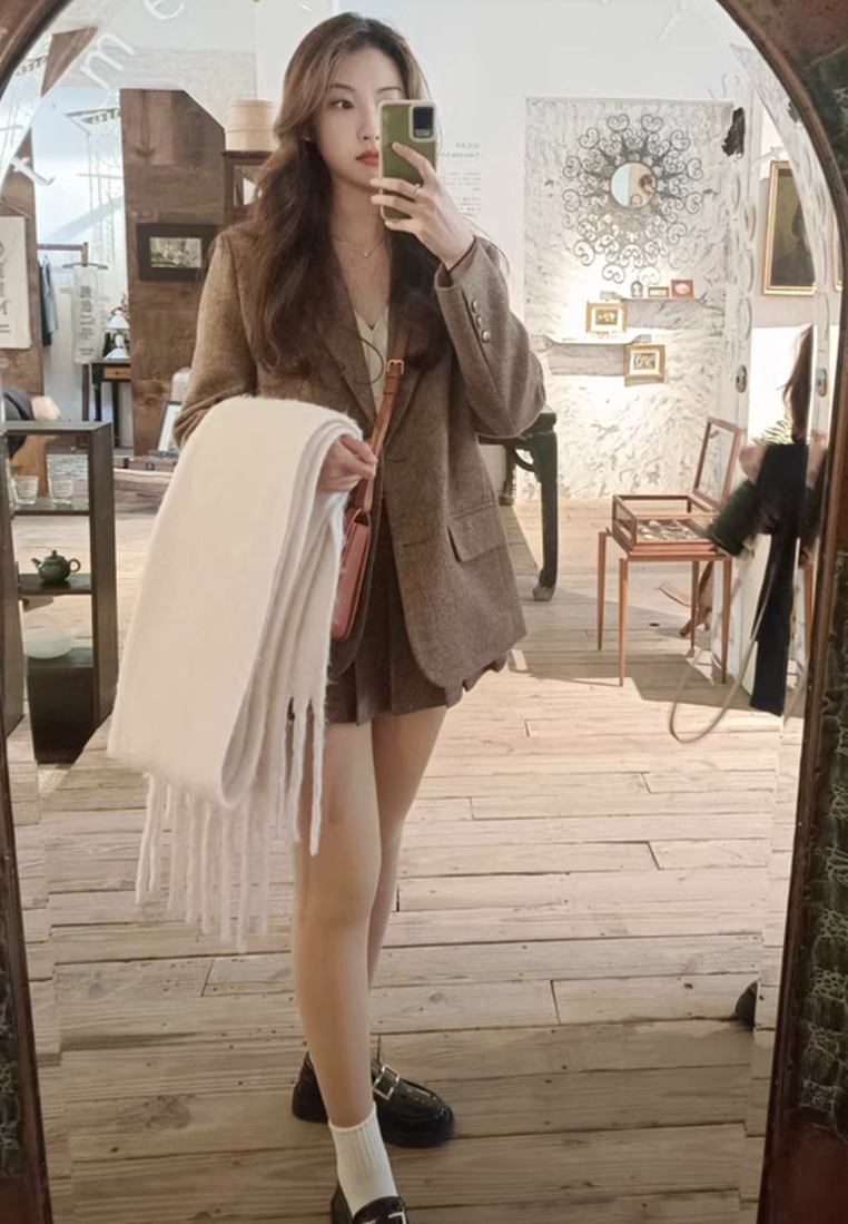 New Winter Brown Vintage Wool Blazer CA25102416BW