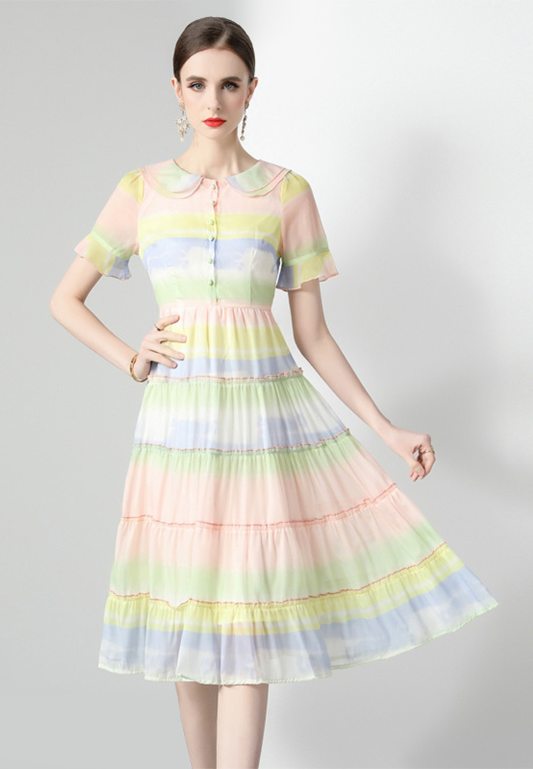 Chiffon fresh temperament doll collar dress A021916