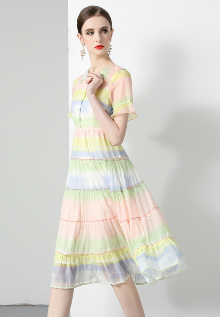 Chiffon fresh temperament doll collar dress A021916