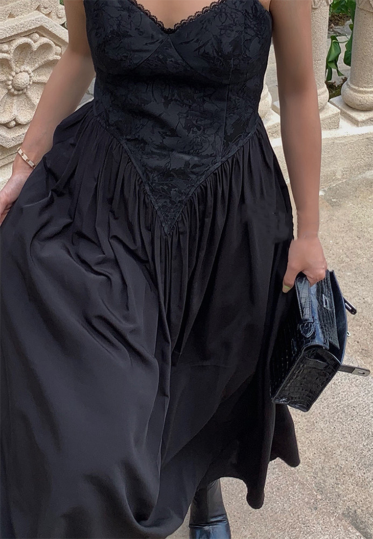 2024 New camisole long dress for women with waistband CA24031916BK