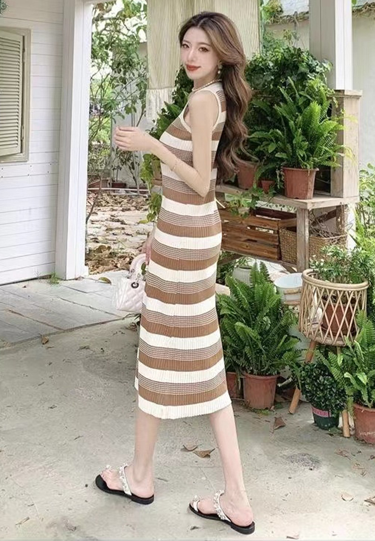 Summer new style striped suspender French style knitted dress CA24050616BE