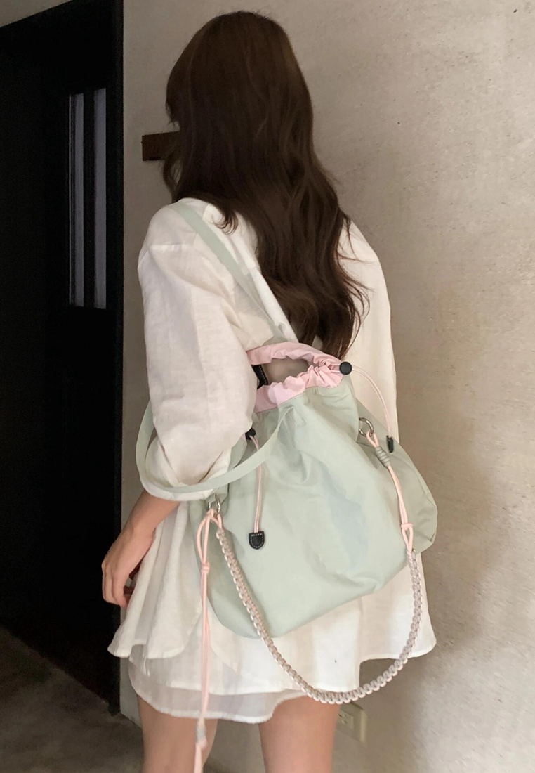 New crossbody nylon waterproof drawstring shoulder bag CA25042316GR