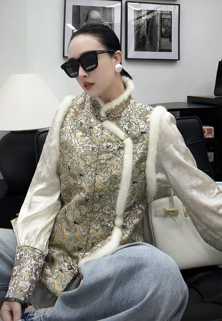 Light luxury quality mink fur thickened vest  coat CA010616