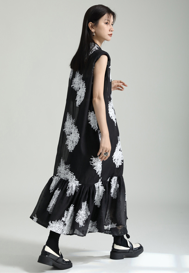 2024 Embroidered New Chinese Style Sleeveless Cardigan Dress CA24030116BK