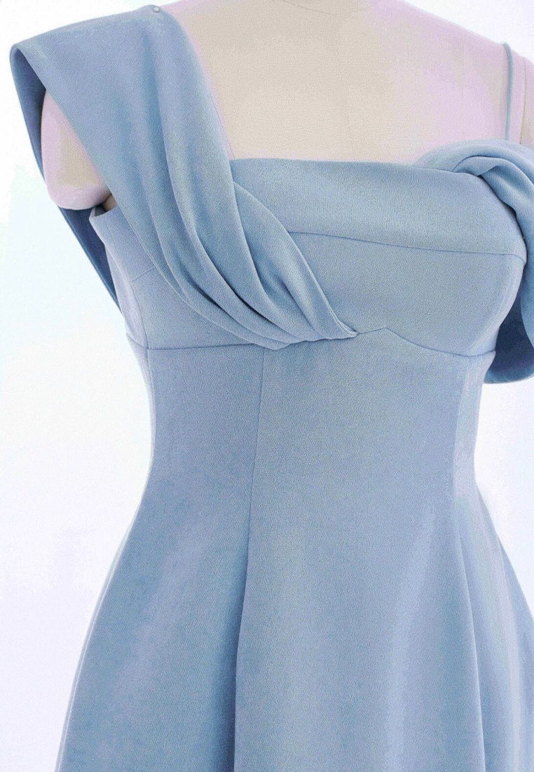 2024 Elegant and Slim Fit Shoulder Strap Dress with Oblique Shoulder Dress CA4021916BL