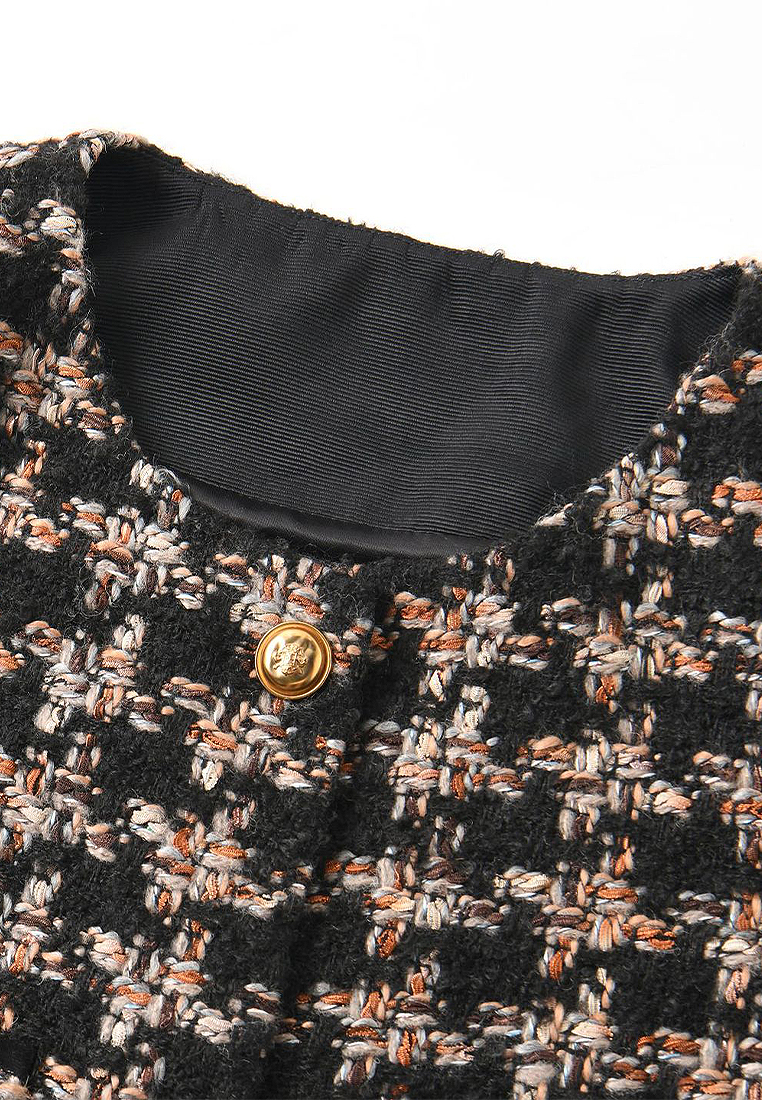 Classic retro style patchwork tweed wool blend jacket CA101916