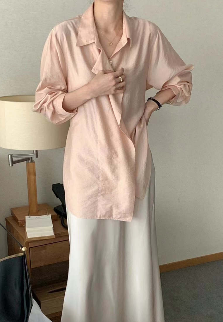 Fall French Retro Versatile Tie-Waist Shirt CA25090216BW