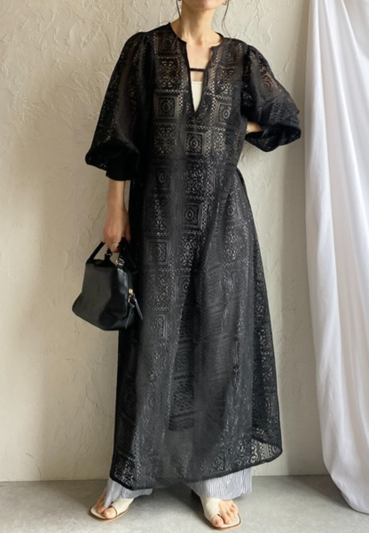 Lace Long-Sleeve Casual Dress CA25091916BE