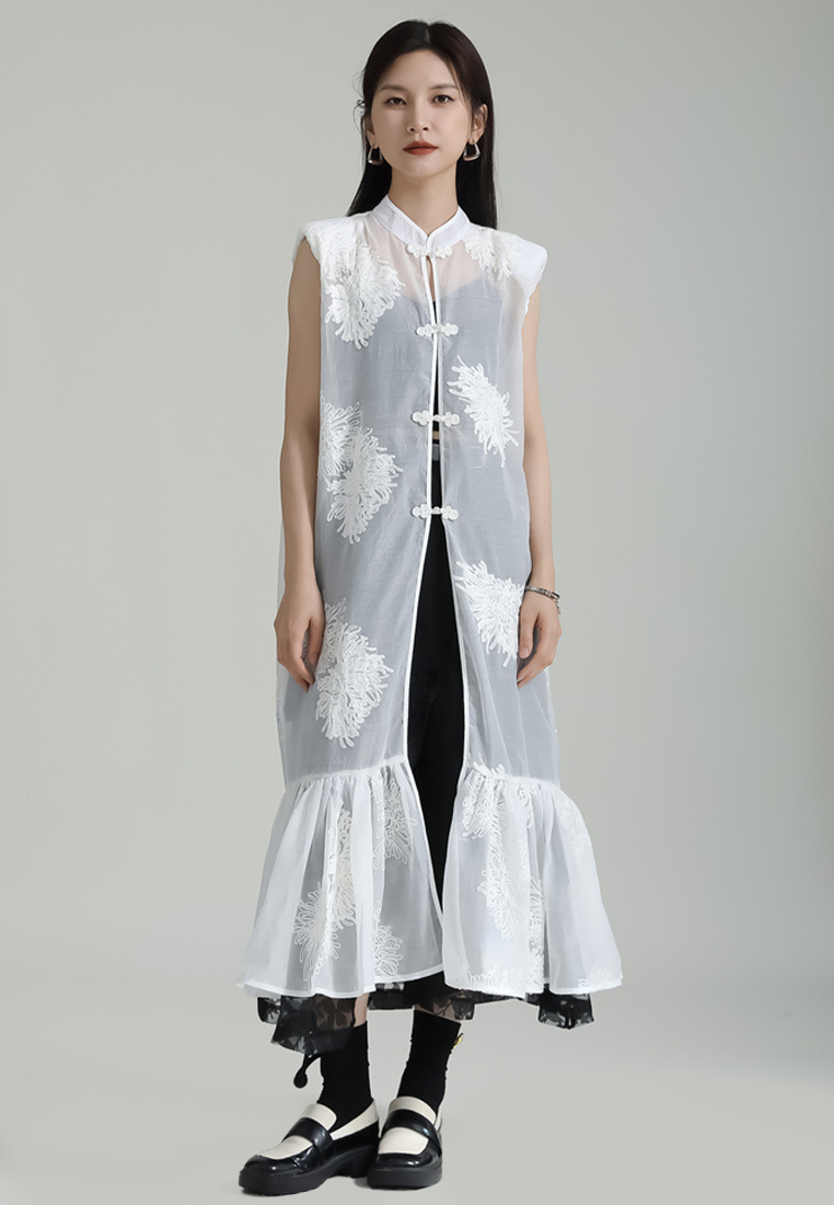 2024 Embroidered New Chinese Style Sleeveless Cardigan Dress CA24030116BK