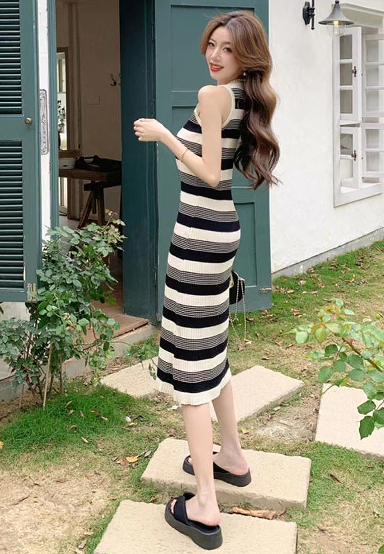 Summer new style striped suspender French style knitted dress CA24050616BE
