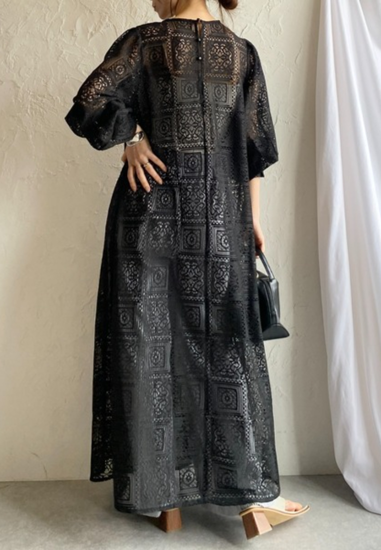 Lace Long-Sleeve Casual Dress CA25091916BE