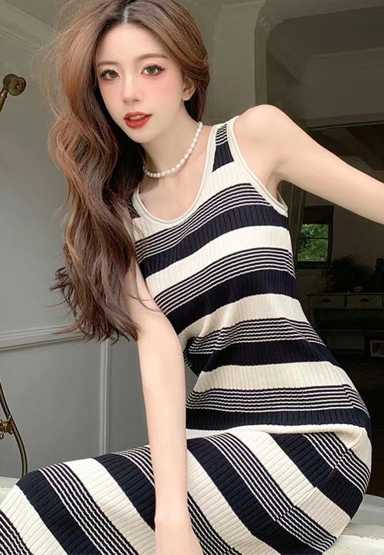 Summer new style striped suspender French style knitted dress CA24050616BE