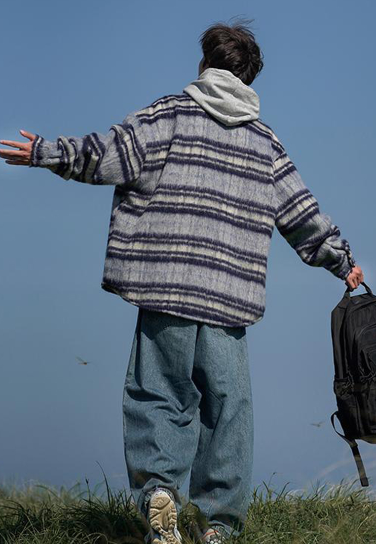 Korean men's long sleeved checkered casual jacket CA24101416BE