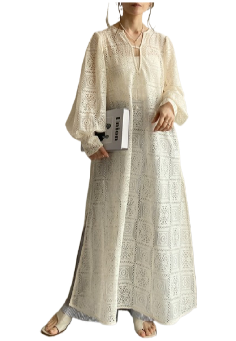 Lace Long-Sleeve Casual Dress CA25091916BE