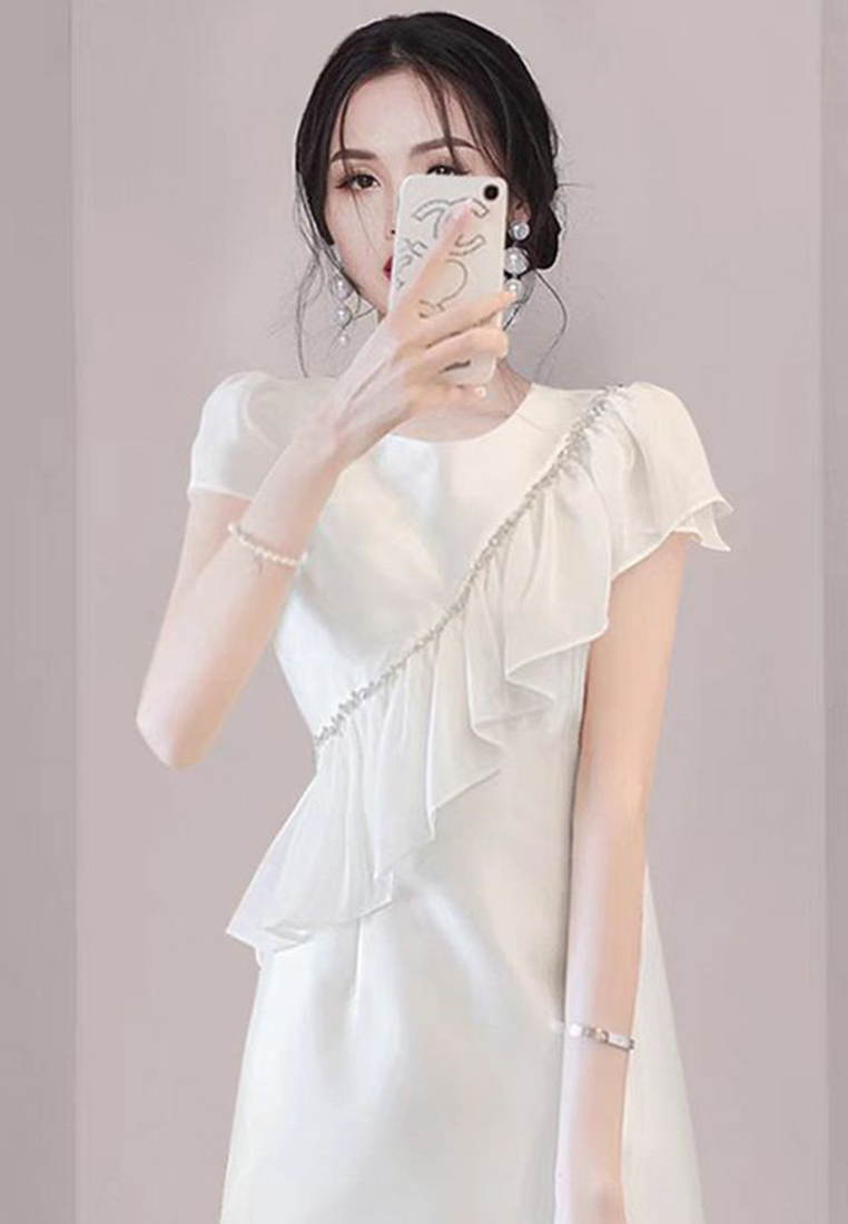 French style white dress