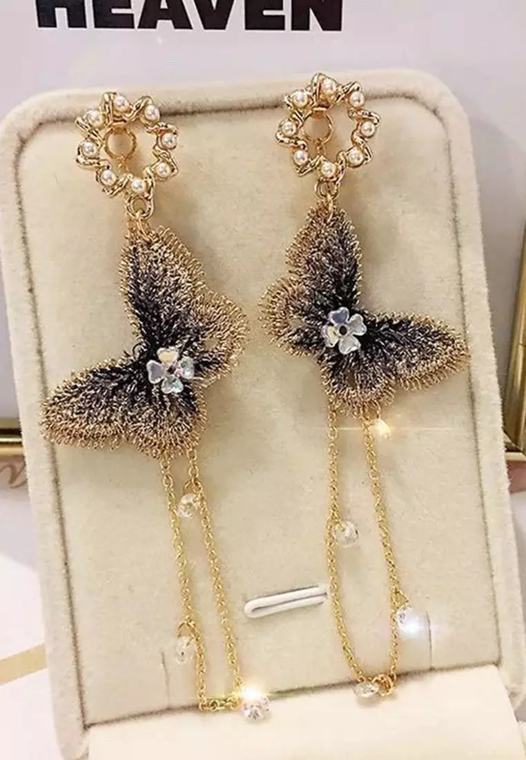 Butterfly Long Tassel Earrings A033008