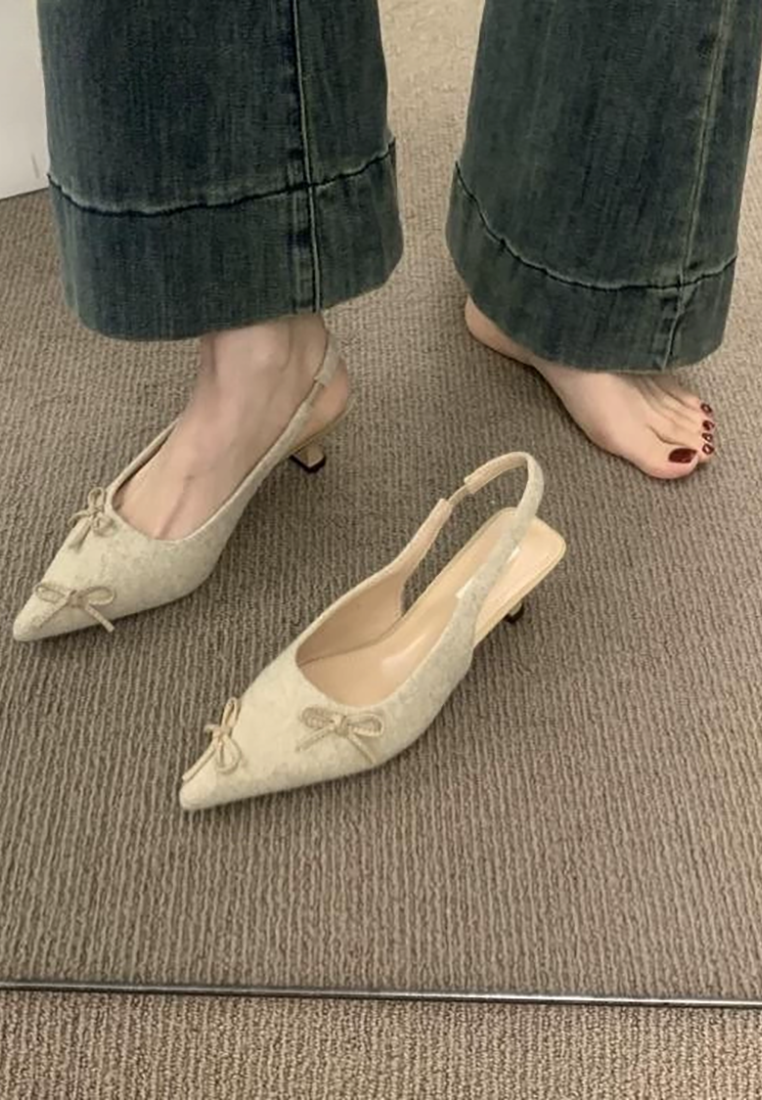 2025 French black velvet bun-head fairy high-heeled sandals CA25021327BK