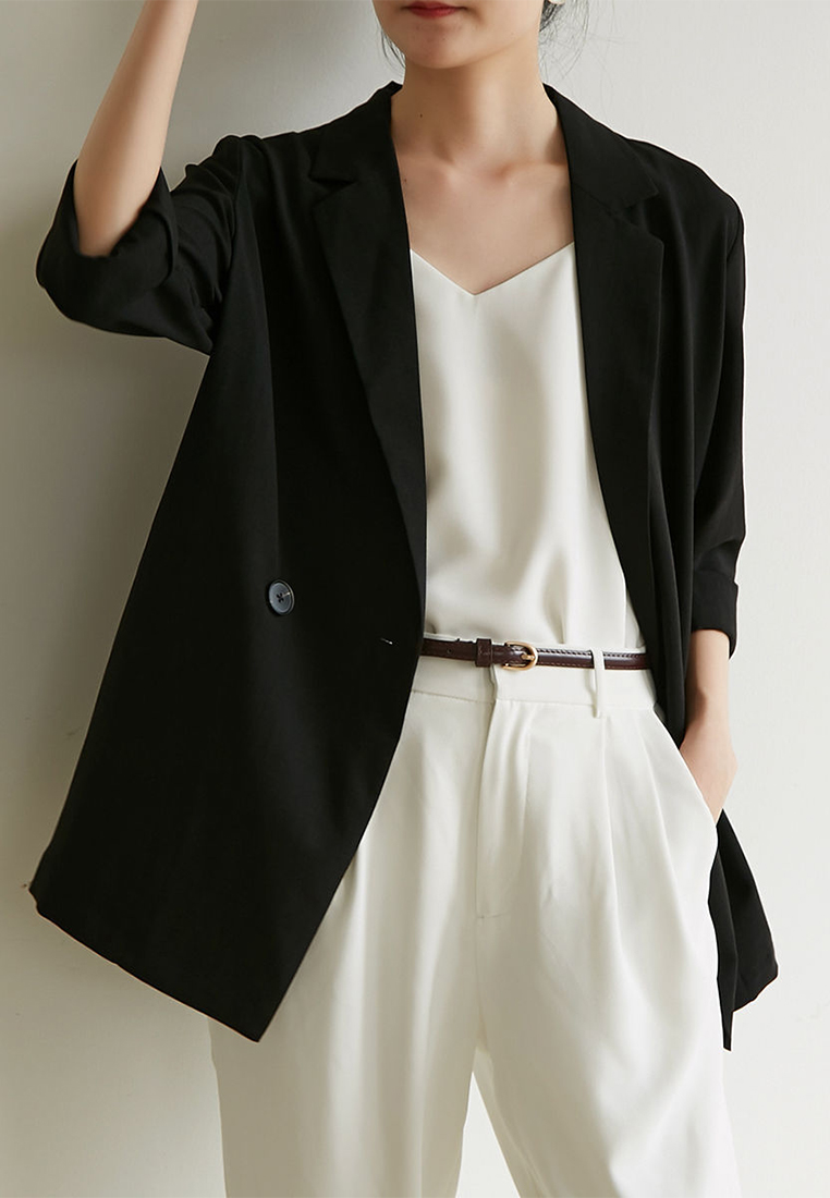 Black casual loose suit jacket CA24111217BK