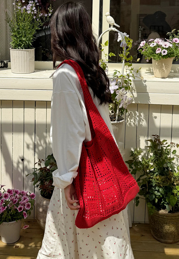 Retro hollow woven ethnic style handbag CA25042317RD