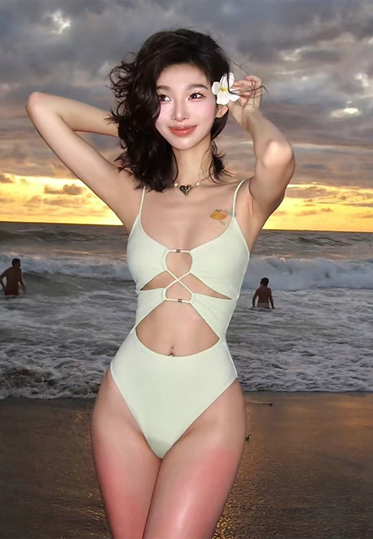 Korean new one-piece spaghetti strap holiday bikini CA250523017GR