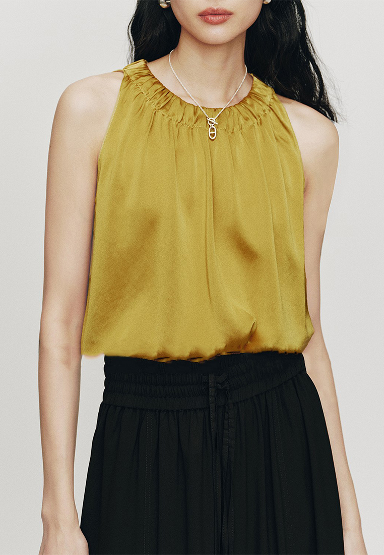 Sleeveless Pullover Satin Top CA25061717GD