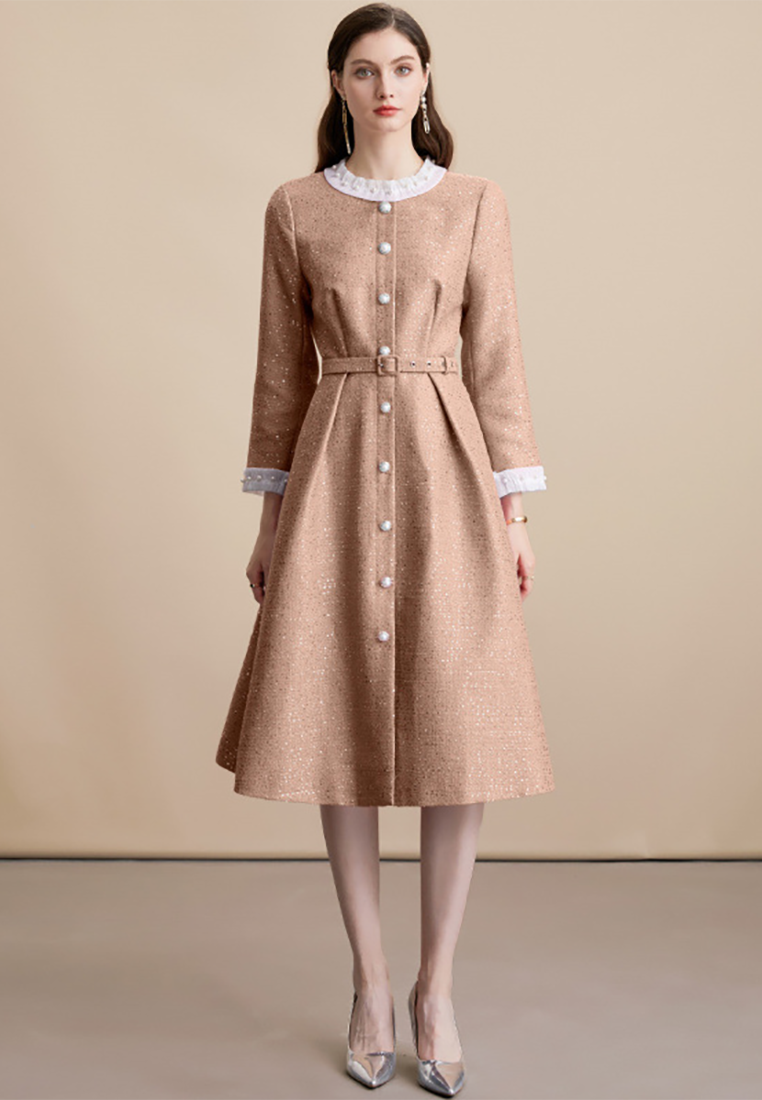 New A/W Thin Tweed Sequined Little Black Dress CA25091517BW