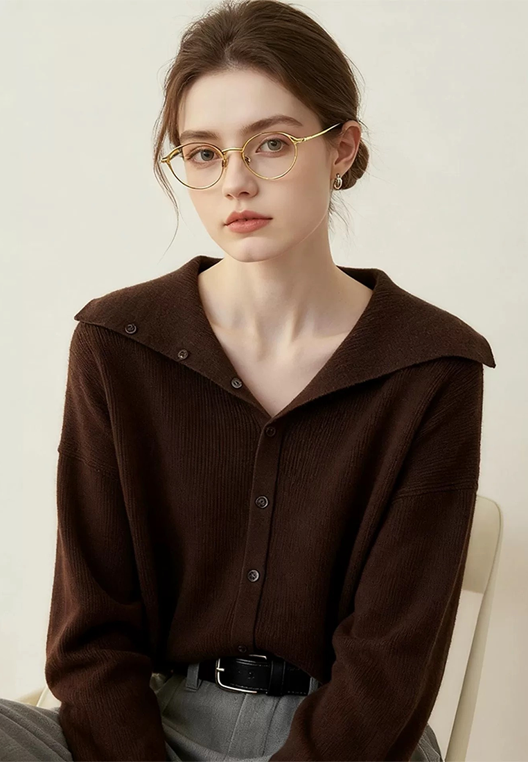 Early Autumn Maillard Collar Slim-Fit Figure-Flattering Sweater CA25110717RD