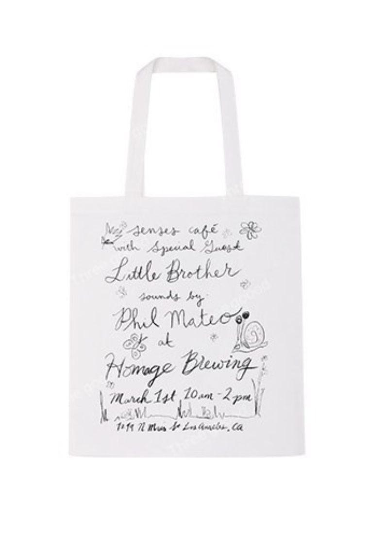 Boho Handwritten Print Canvas Tote Bag Reusable Grocery Shoulder Bag K26041402