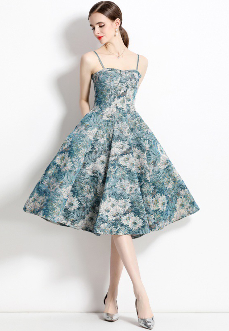 New jacquard French commuter slip dress A021917