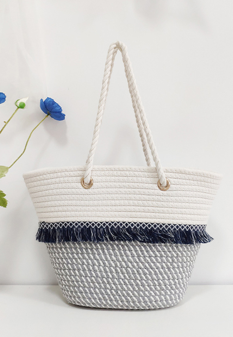 Women's New Bohemian Tassel Cotton Rope Braided BagCA24061717GY