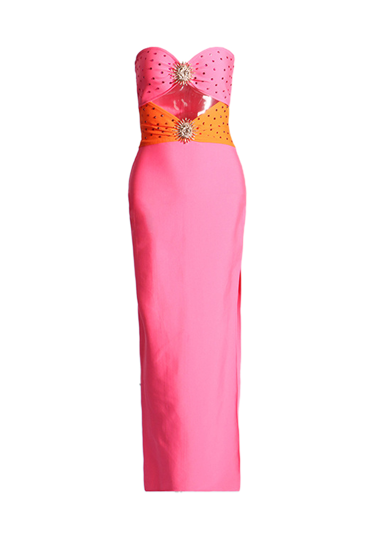 Fashionable diamond studded split dress CA242111917PI