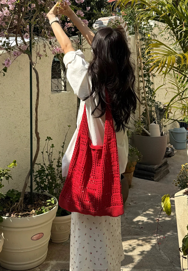 Retro hollow woven ethnic style handbag CA25042317RD