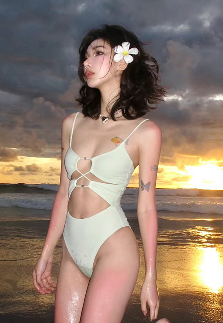 Korean new one-piece spaghetti strap holiday bikini CA250523017GR