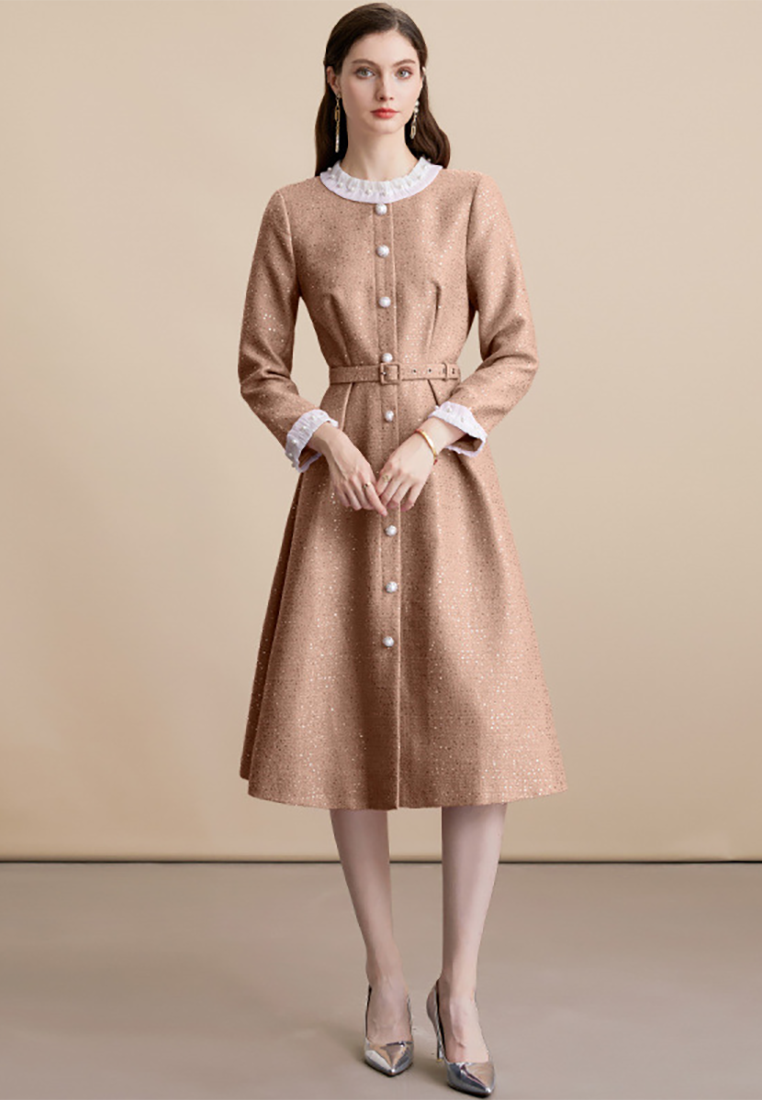 New A/W Thin Tweed Sequined Little Black Dress CA25091517BW