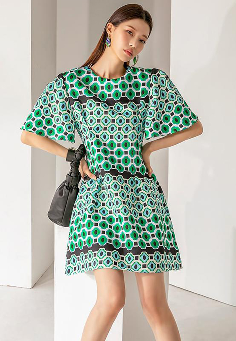 European and American fashionable elegant round neck dress A110617