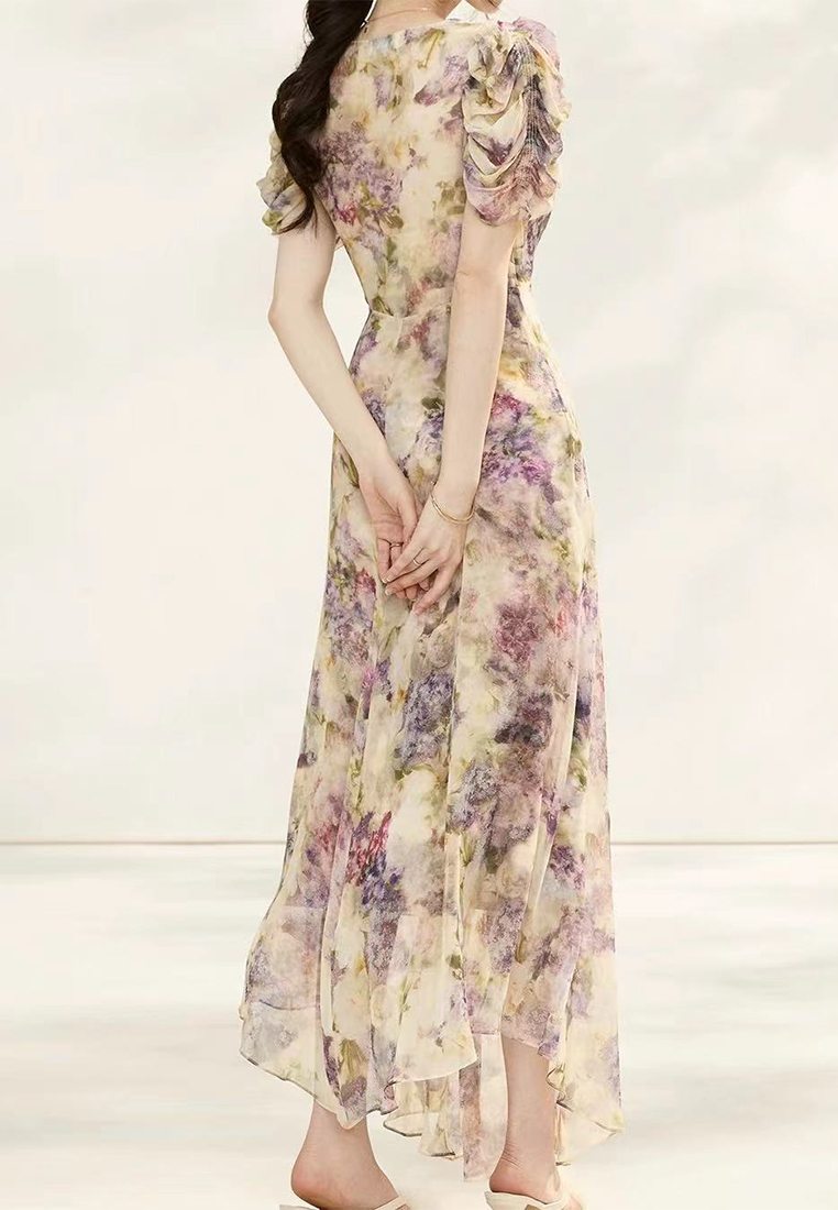 Summer new silk waisted floral long skirt CA25060317MT