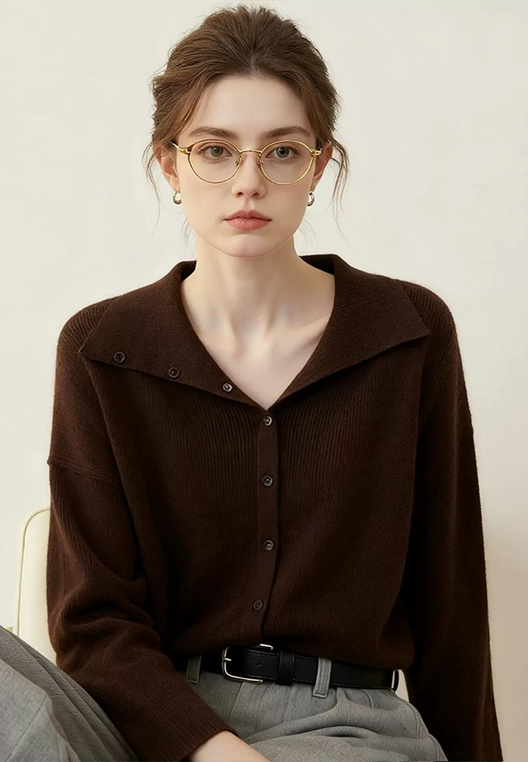 Early Autumn Maillard Collar Slim-Fit Figure-Flattering Sweater CA25110717RD