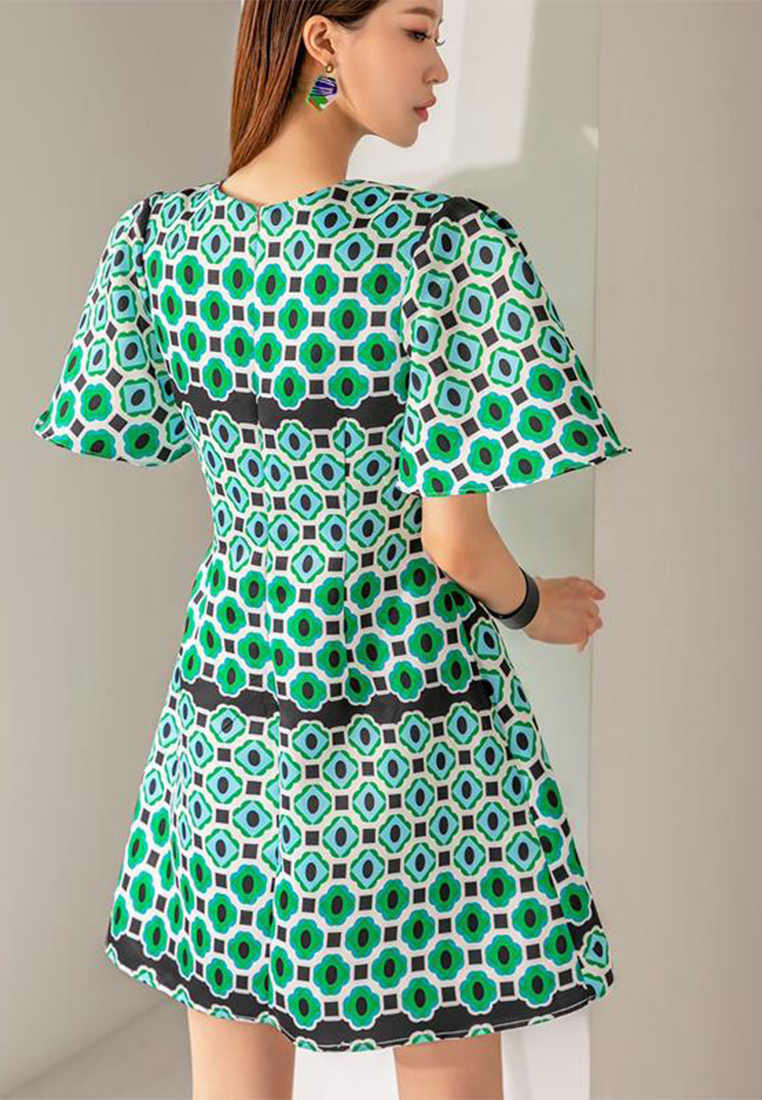 European and American fashionable elegant round neck dress A110617