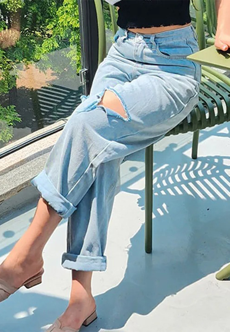 New 2024 contrasting Ripped Jeans CA24041017BL