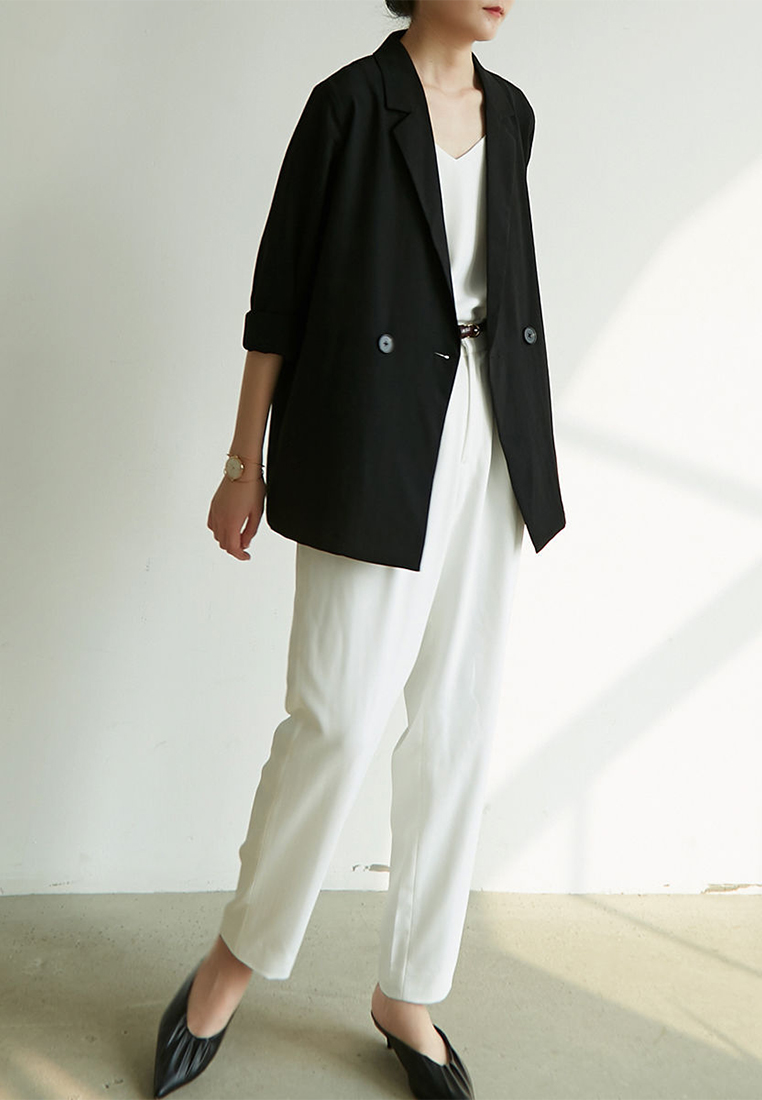 Black casual loose suit jacket CA24111217BK