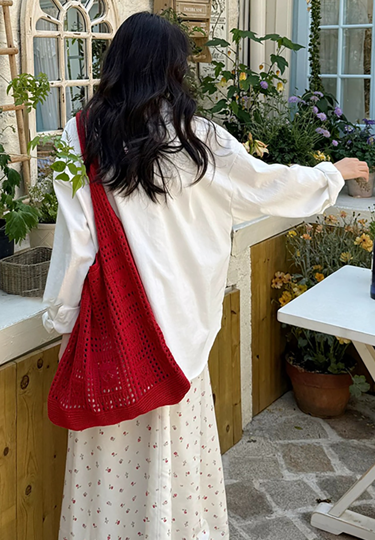 Retro hollow woven ethnic style handbag CA25042317RD