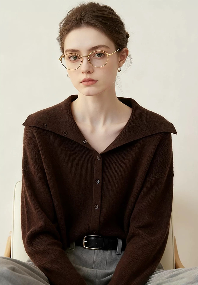 Early Autumn Maillard Collar Slim-Fit Figure-Flattering Sweater CA25110717RD