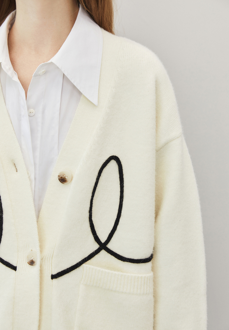 Design sense contrasting lines knitted jacket lazy style sweater CA120417