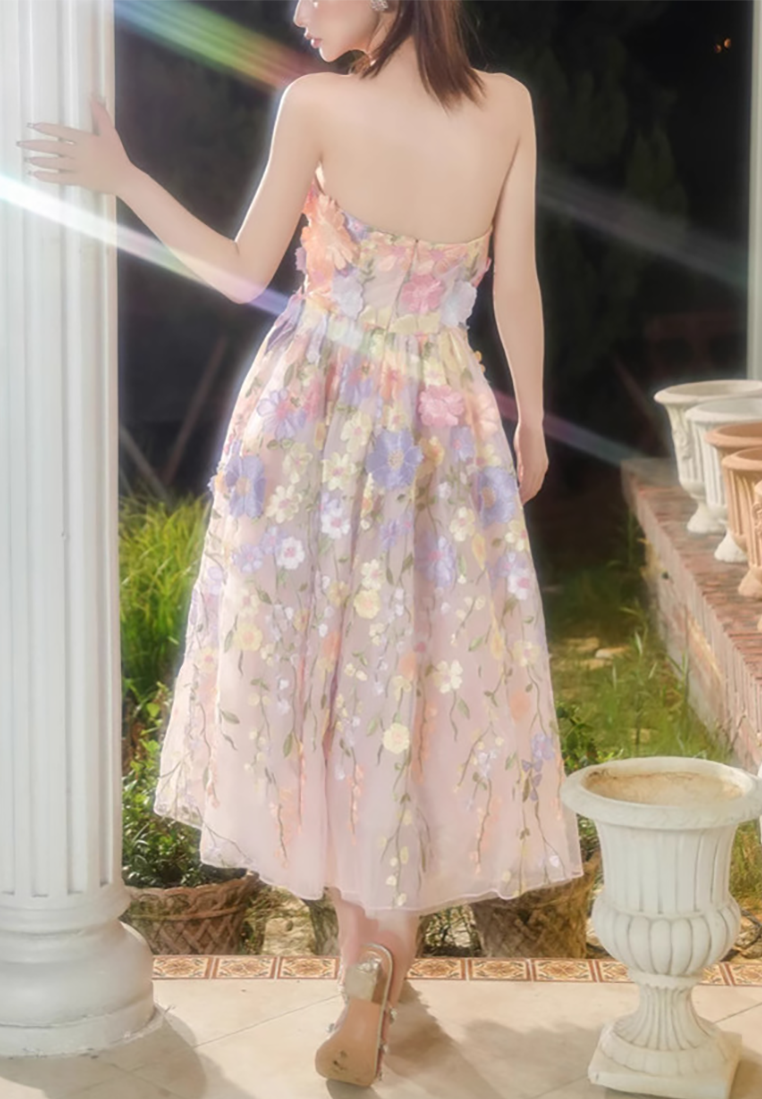 French-Style Heavy 3D Embroidered Strapless Dress CA25100916MT